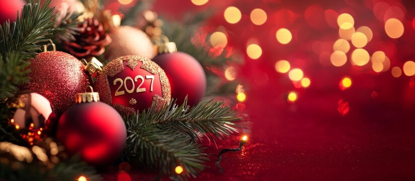 Christmas ornament with 2027 celebrating new year holiday, banner