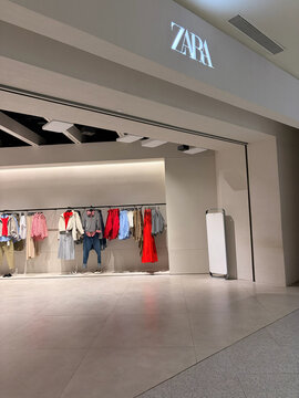 Hanoi, Vietnam - September, 5, 2026:  A modern retail store entrance with the Zara brand logo displayed prominently.