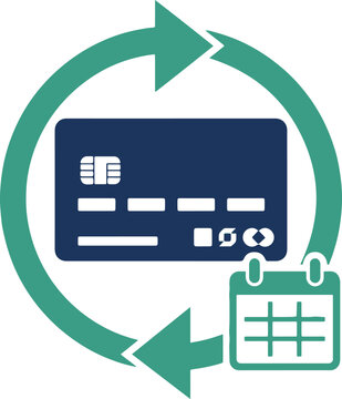 Credit card recurring payment calendar vector icon, scheduled billing and automatic subscription payment symbol