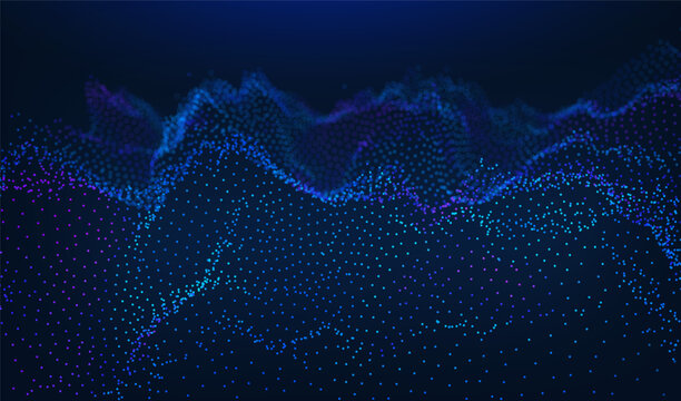 Abstract future ai background with blue big data and digital dots for tech and technology science presentation. Line cyber business network 3d backdrop. Connection graphic design.