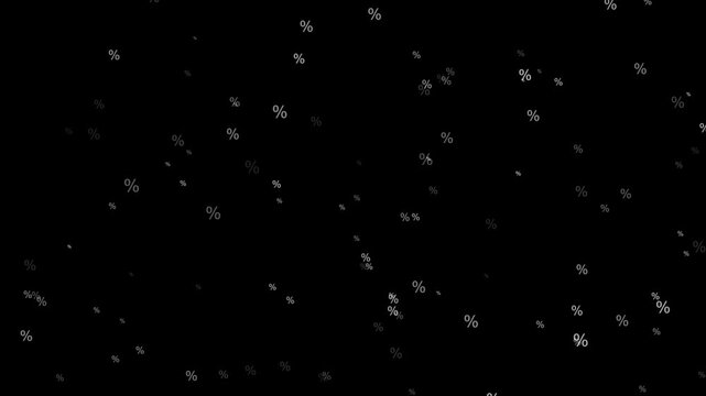 Percent symbols falling down in a continuous vertical motion loop on a black background