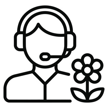 Customer service representative icon with a flower symbol