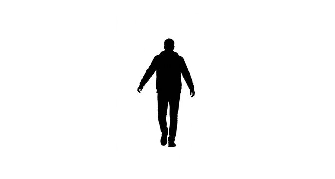 Man silhouette walking on white background