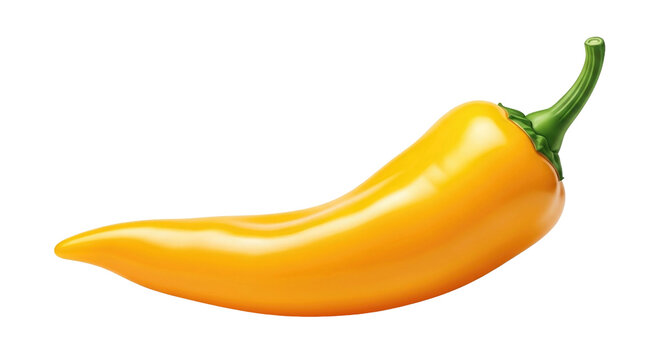 Fresh yellow chili pepper vegetable isolated on white background Cutout PNG