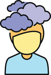 Fototapeta premium Person icon having clouds over head representing thinking and mental confusion