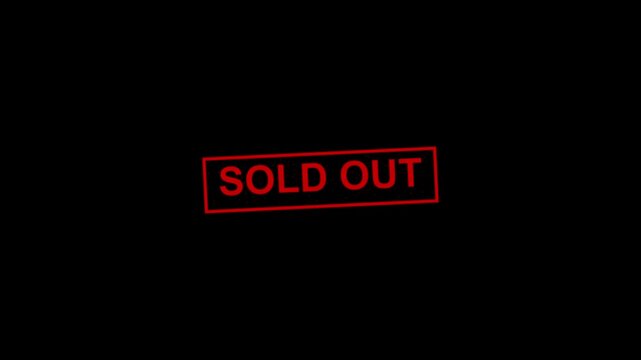 Sold out stamp or sign in red on black background