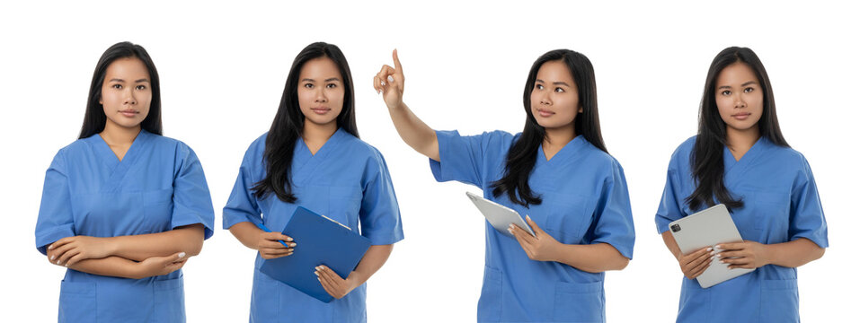 Set, Health worker demonstrates tools and gestures, PNG