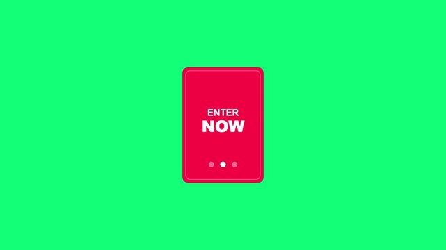 Enter now red card button graphic animation on green screen background