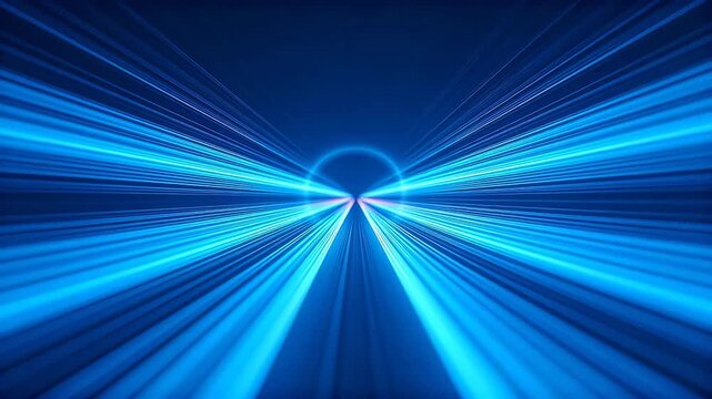 Abstract radial light beams converging towards the center on a dark background