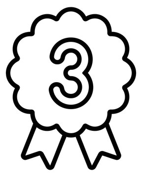 Third place award ribbon icon