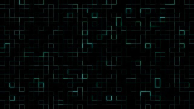 Modern abstract neon pixel animation forming a dynamic digital tunnel. Ideal as a high-tech background.