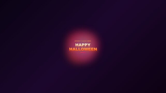Happy Halloween neon typography text on dark purple background with spooky fluid glowing gradient