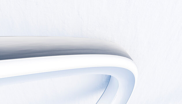 Curved modern architectural structure with smooth white and blue