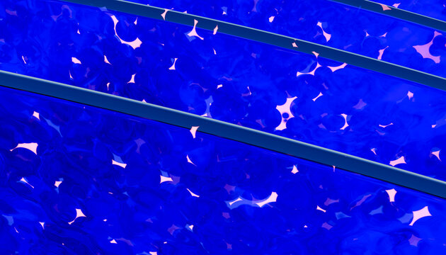 Blue translucent liquid bubbles in layered abstract fluid shapes