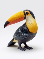 Obraz premium Small Decorative Toucan Bird Figurine Isolated On White Studio Background With Soft Lighting