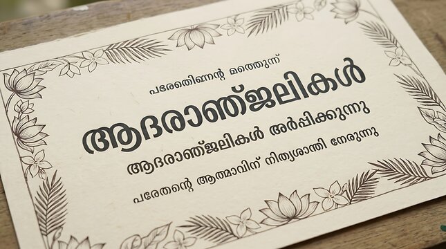 Decorative Card with Malayalam Text and Floral Border