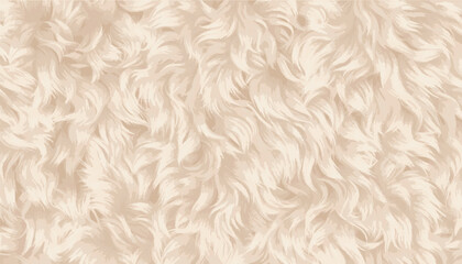 Vector beige fluffy fur texture background in gentle cream and beige. Perfect shaggy hair backdrop and cozy sheepskin wooly banner design for elegant wallpapers, winter textiles, or luxury backdrops. © Bediha Duru Öksüz