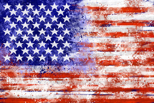 Flag illustration with grunge paint splatter effect