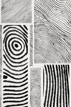 Hand-drawn Black line abstract patterns and shapes on white background