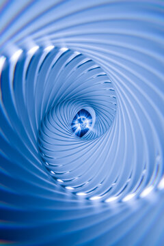 Abstract blue spiral vortex digital render