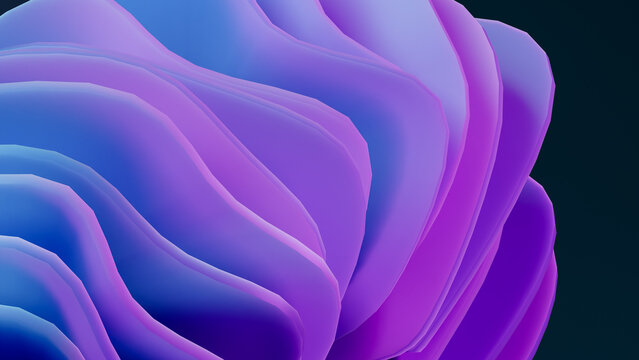 Abstract 3d render depicting layered purple and blue shapes