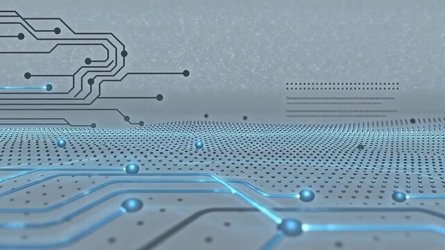 Abstract technology background with circuit lines nodes and dot matrix pattern