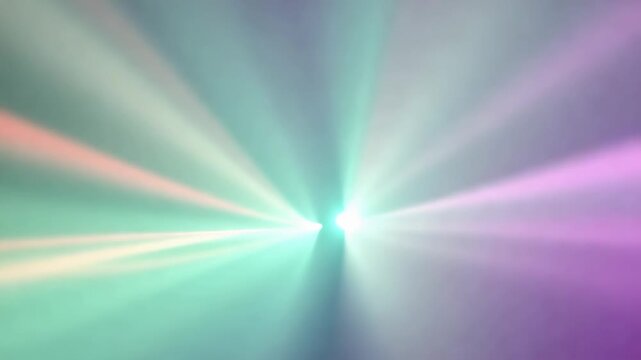 Abstract light beams radiate in vibrant colors, creating a dynamic visual flow with soft shapes and gradients, enhancing the sense of movement and depth in a digital space