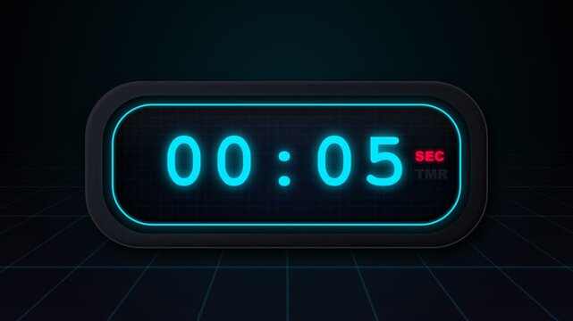 Futuristic Digital Countdown Timer with Glowing Blue Numbers