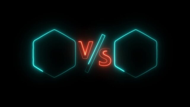 glowing Neon versus icon animation glowing letter vs v and s sport challenge team fight competition sign symbol icon animation.4k loop