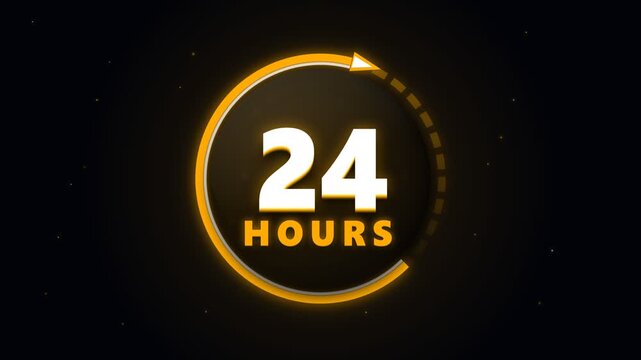 24 Hours Countdown Concept with Glowing Circular Progress Animation