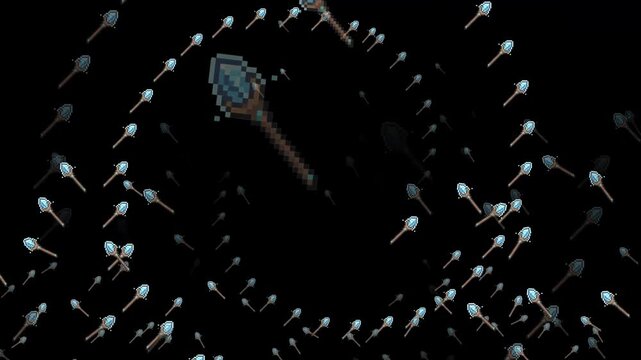 magic staff, wizard staff, wand, magic, fantasy, weapon, spell, sorcery, RPG, game asset, mystic, power, item, object, emoji, animation, motion graphics, black background, isolated, pixel art, retro, 