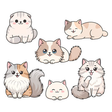 Popular Cat Breed Chibi Set - 6 Kawaii Characters