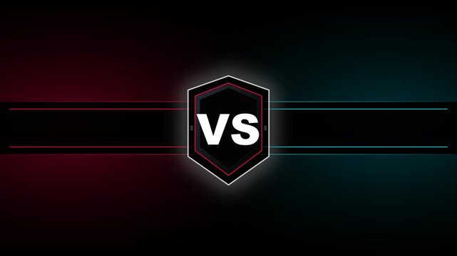 Futuristic versus screen motion graphics with red and blue particles battle loop footage