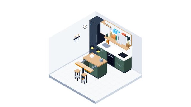 Isometric Kitchen Layout Animation