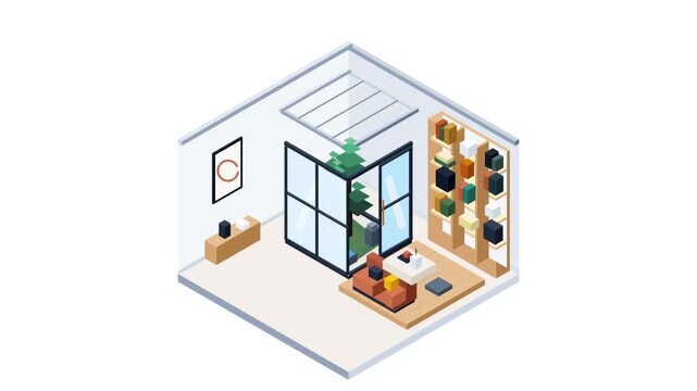Minimalist Isometric Living Room Transformation