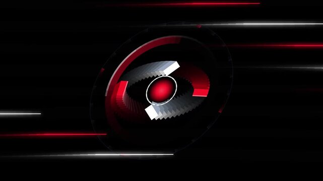 Futuristic red and white sci-fi HUD eye graphic looping motion background