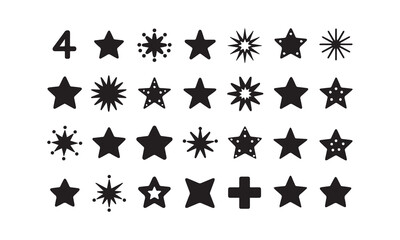 Fototapeta premium Star Silhouette Icon Set Black Vector Illustration Elements For Graphic Design.