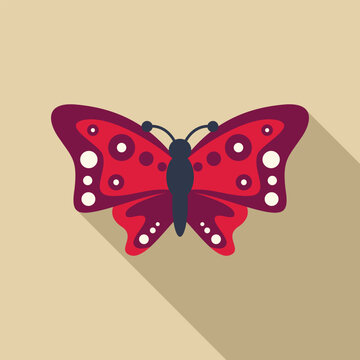 Red butterfly icon featuring a distinct long shadow on a beige background