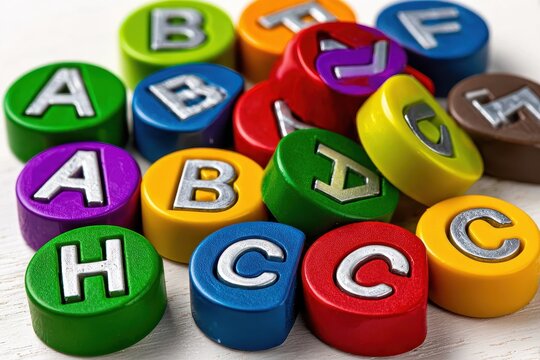 A colorful collection of toy block letters. These vibrant educational materials promote learning and spelling skills through playful engagement with the alphabet