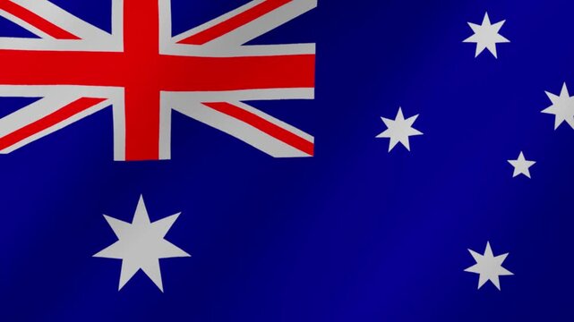 Australian national flag waving in slow motion