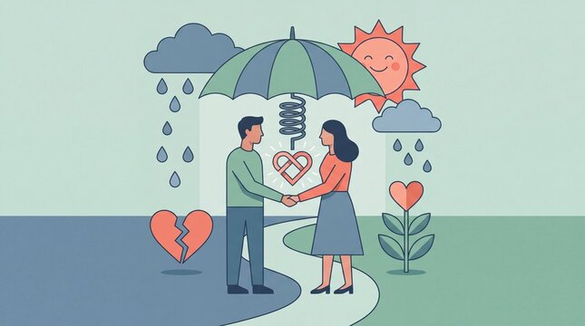 Emotional Resilience in Dating and Love Life Challenges Flat Vector Illustration