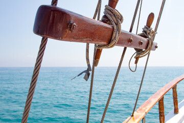 Sailboat rigging and nautical rope over the sea © 2xwilfinger