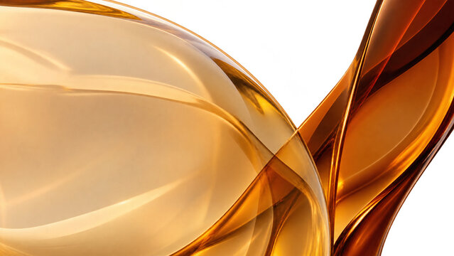 Large translucent topaz curves overlap on a bright background with warm amber glasslike depth. generated by AI.