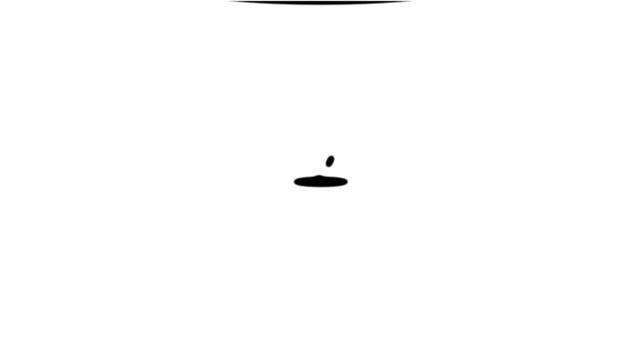 Minimalist animation of a black droplet falling on a surface with a white background. Best animation of a rain droplet in 4K.
