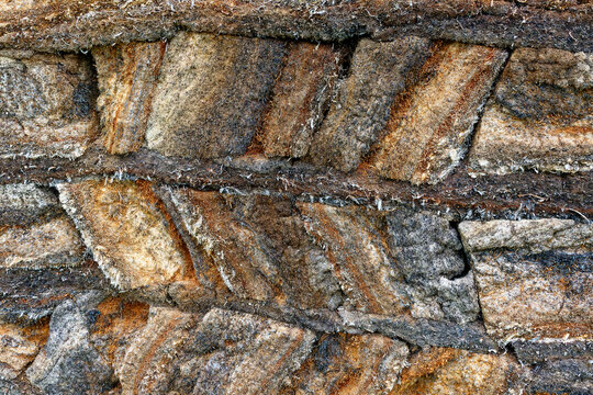 Detail eines Torfhauses auch Grassoden genannt auf Island
