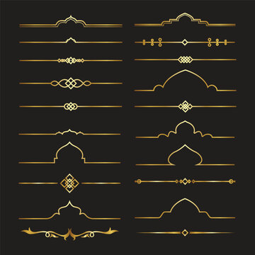 Elegant Islamic Golden Vintage Divider Vector Illustration