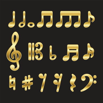 Luxury Gold Musical Notes Vector Illustration