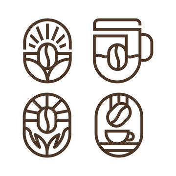 Minimalist Coffee Bean Line Art Logo Vector Illustration