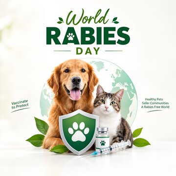 Golden dog and cat for world rabies day awareness