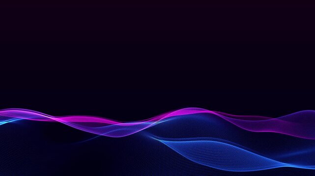 abstract blue and pink wave grid lines flow frame animation, futuristic ai technology and science social media motion background